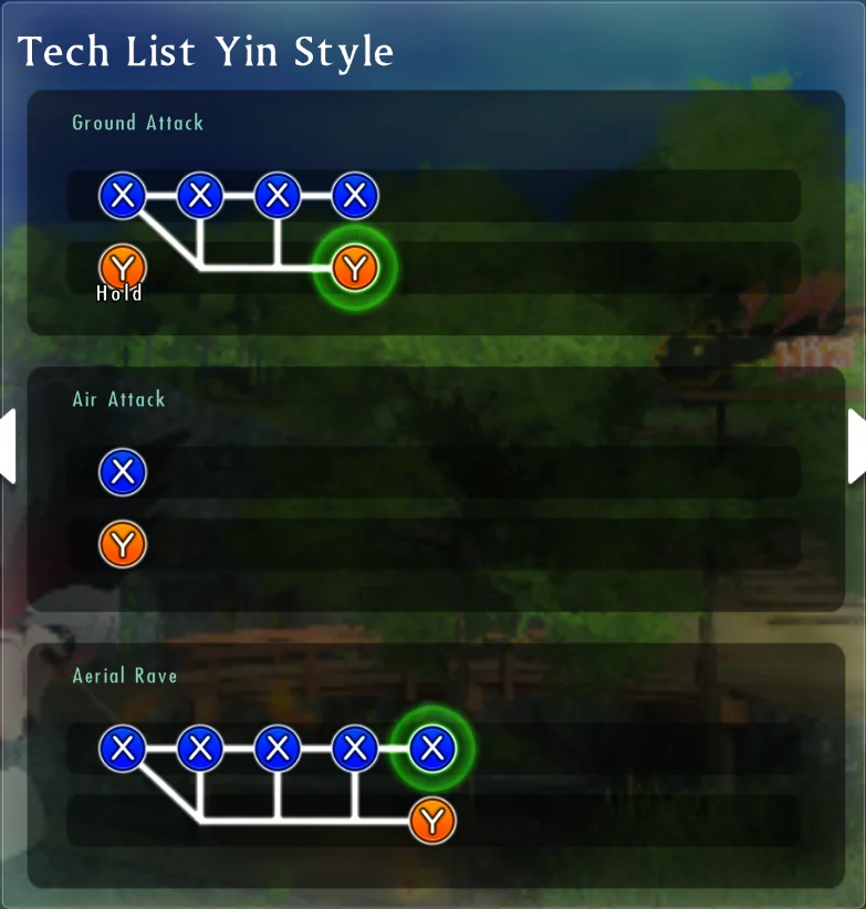 Hikage's Frantic Mode move list
