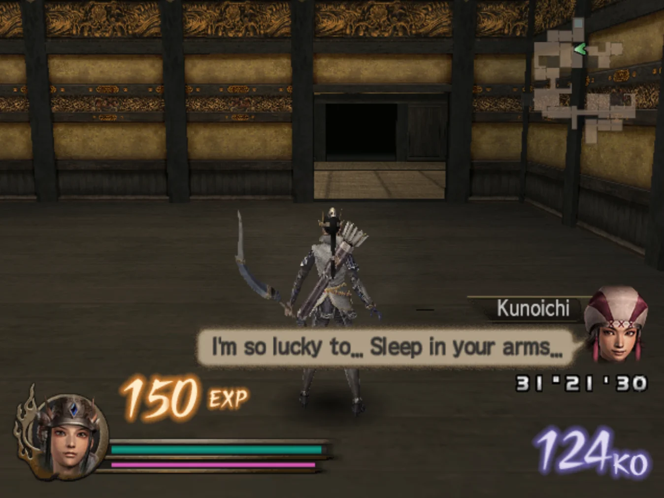 A screenshot of an indoor stage, consisting of a series of square geometric rooms and hallways with few enemies inside.